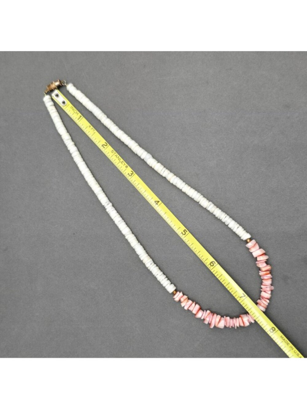 Vintage Puka Shell Coral Choker Necklace Coastal Boho Pink White Beach Jewelry - Picture 6 of 8